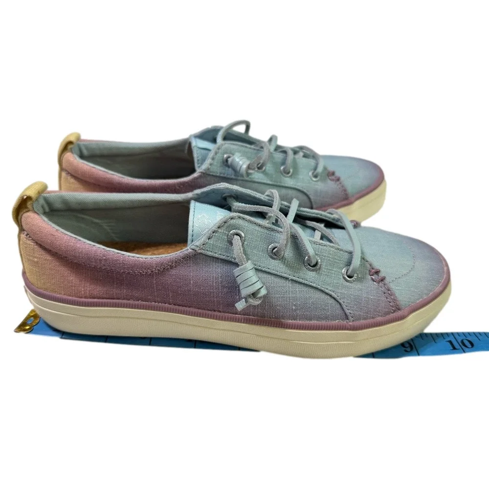Sperry Crest Vibe Textile Sneakers Gradient Purple Blue Yellow Women Size 7.5M